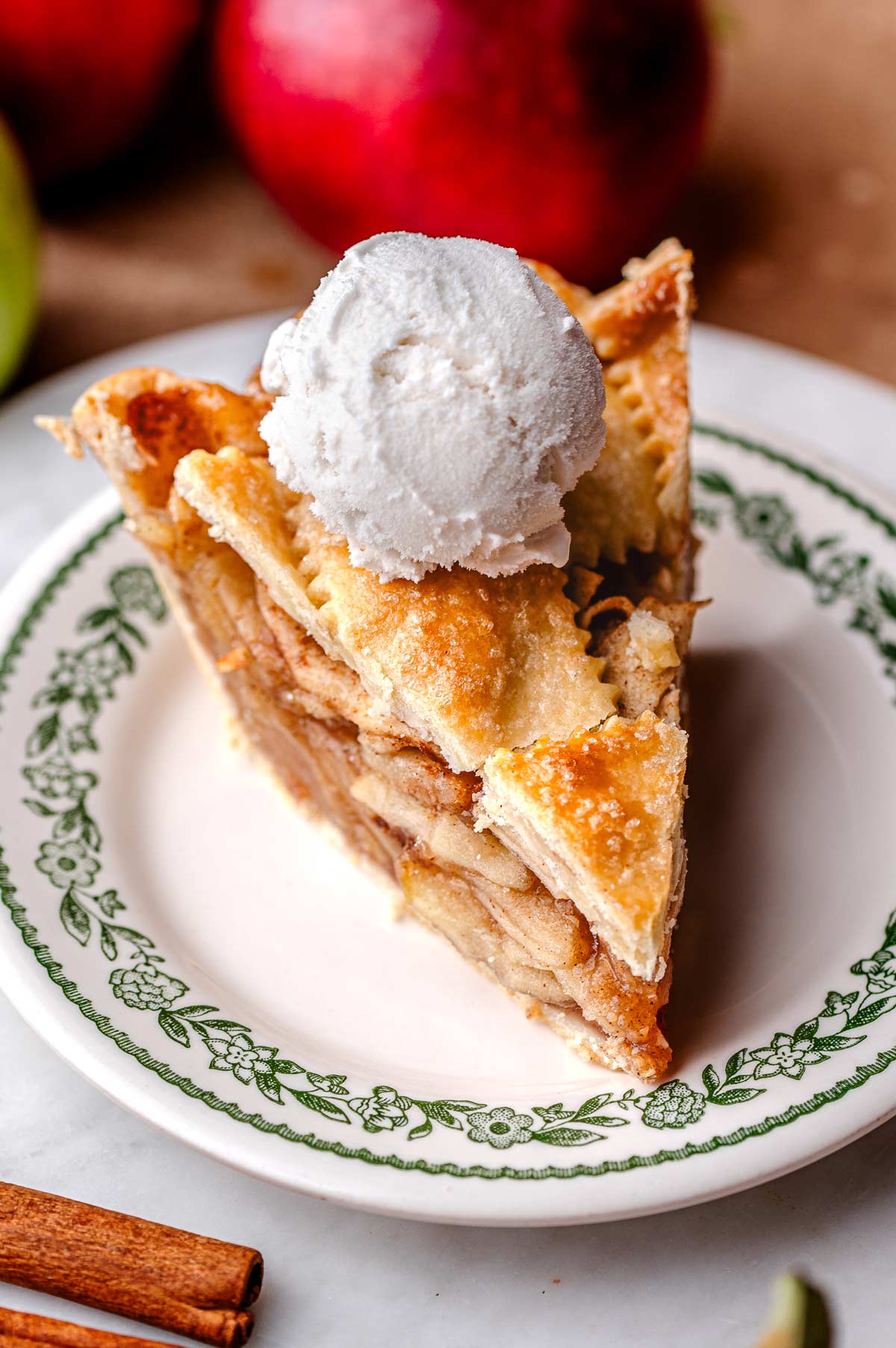 vegan apple pie with flaky crust.