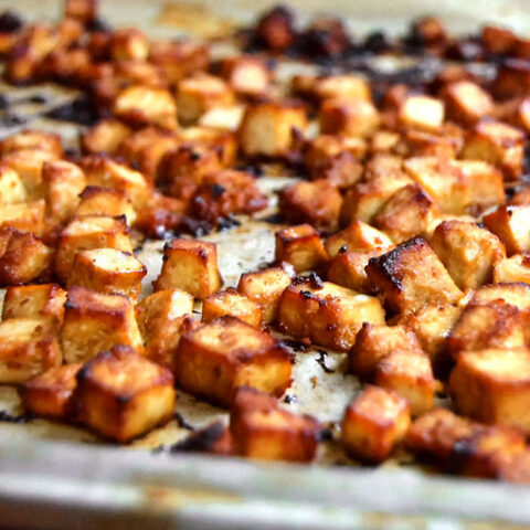 baked tofu on pan