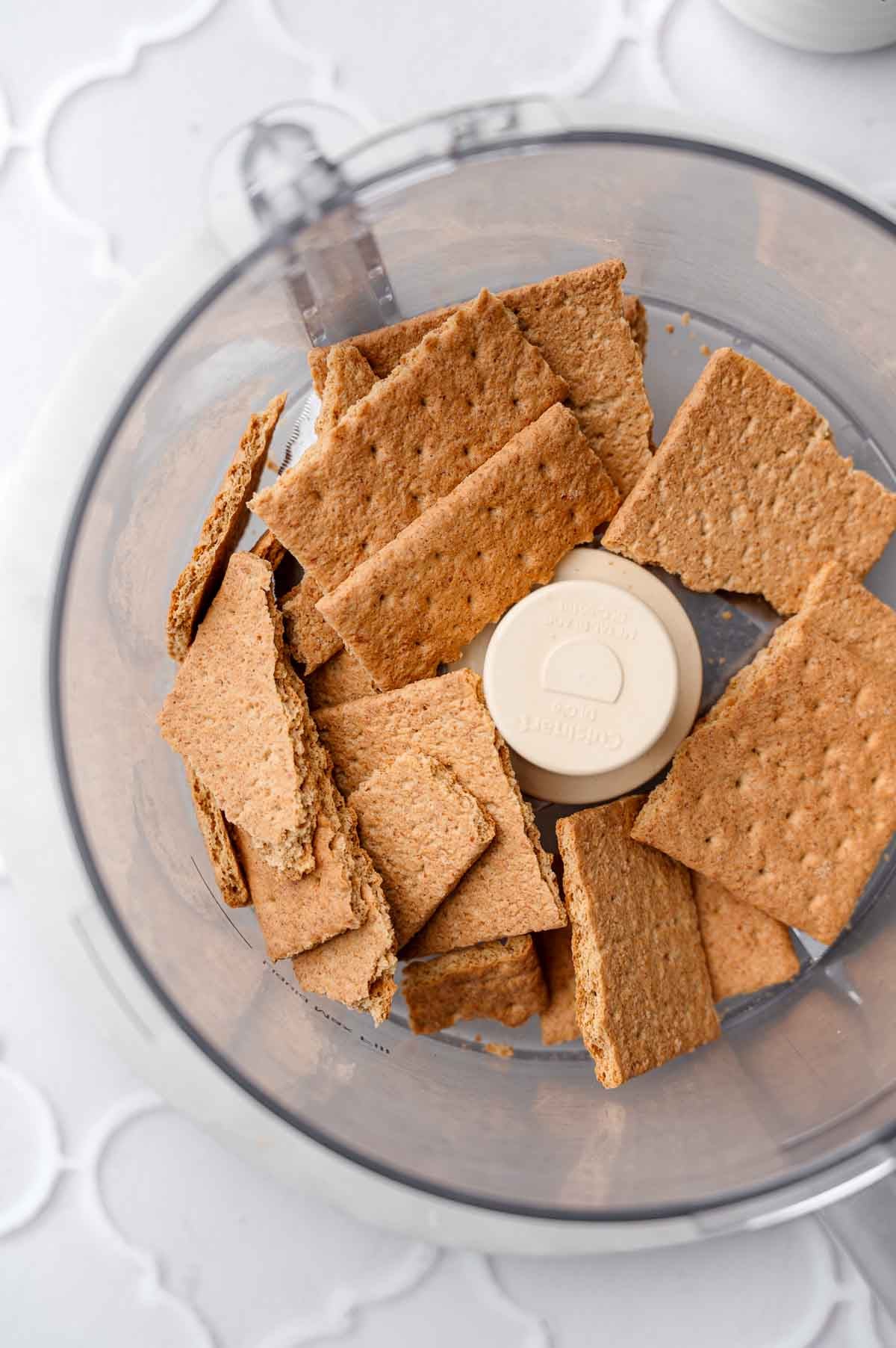 graham cracker sheets in a food processor.