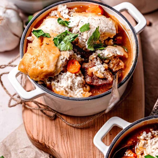 Hearty Vegan Beef Stew with Fluffy Biscuits thank you berry much