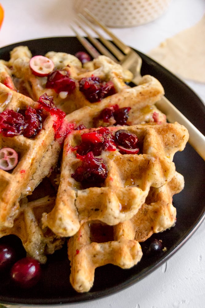 vegan cranberry orange waffles