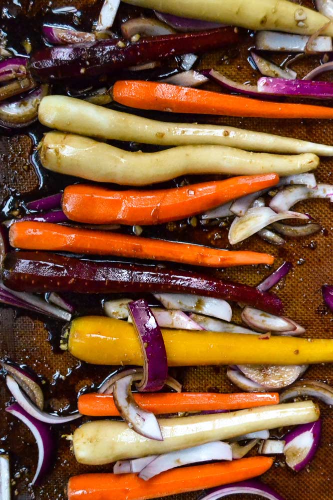 Maple Tahini Glazed Rainbow Carrots - thank you berry much