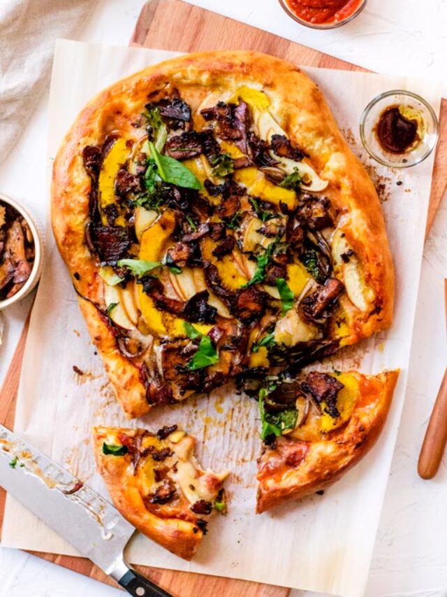 Winter Squash Pizza with Vegan Bacon Story