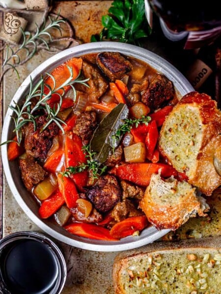 vegan beef bourguignon.