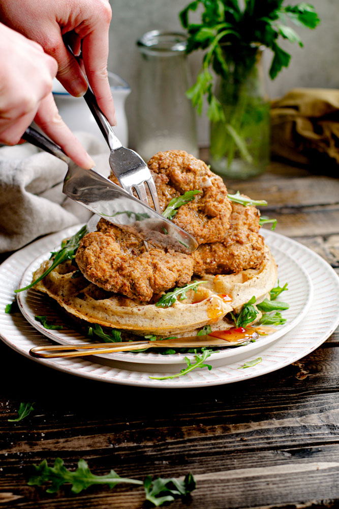 The Best Vegan Chicken and Waffles thank you berry much