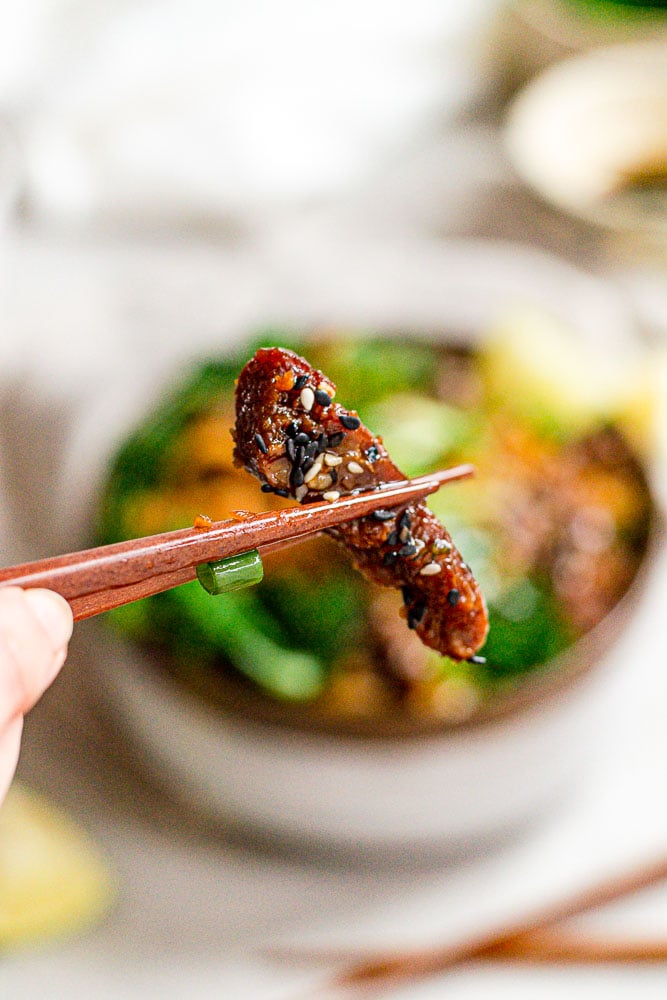 Vegan Sesame Beef Yaki Udon Noodles - thank you berry much