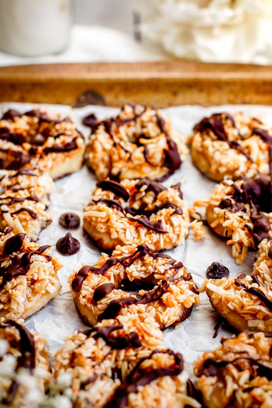Vegan Samoa Cookies {Girl Scout Copycat Caramel DeLites} Thank You
