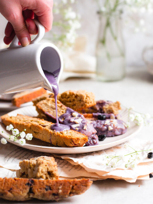 Vegan Almond Biscotti with Blueberry Glaze Story