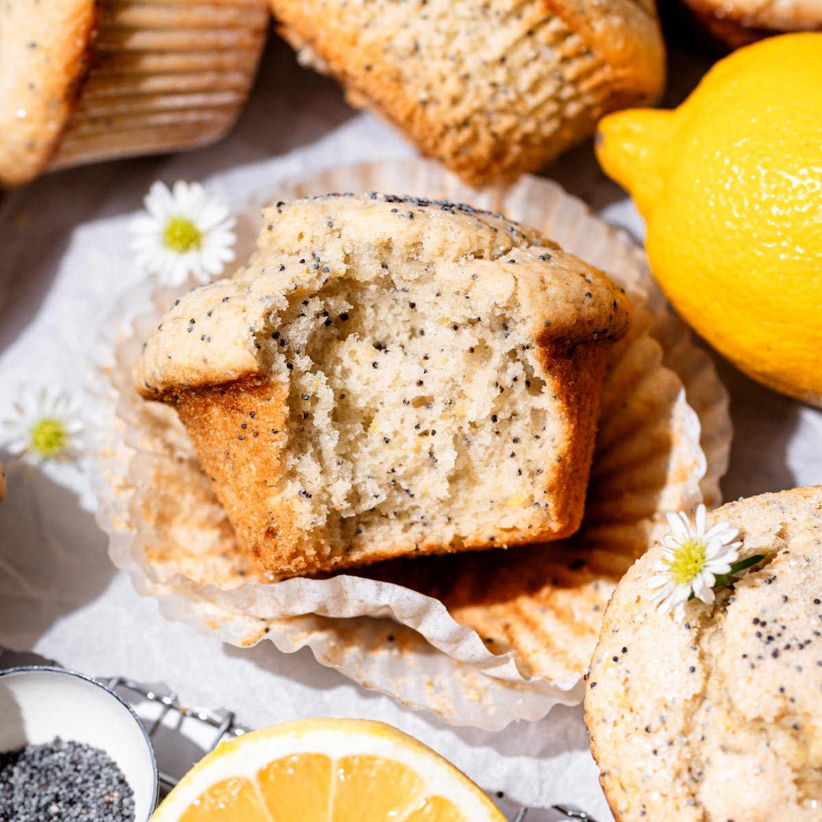 Vegan Lemon Poppy Seed Muffins - Thank You Berry Much
