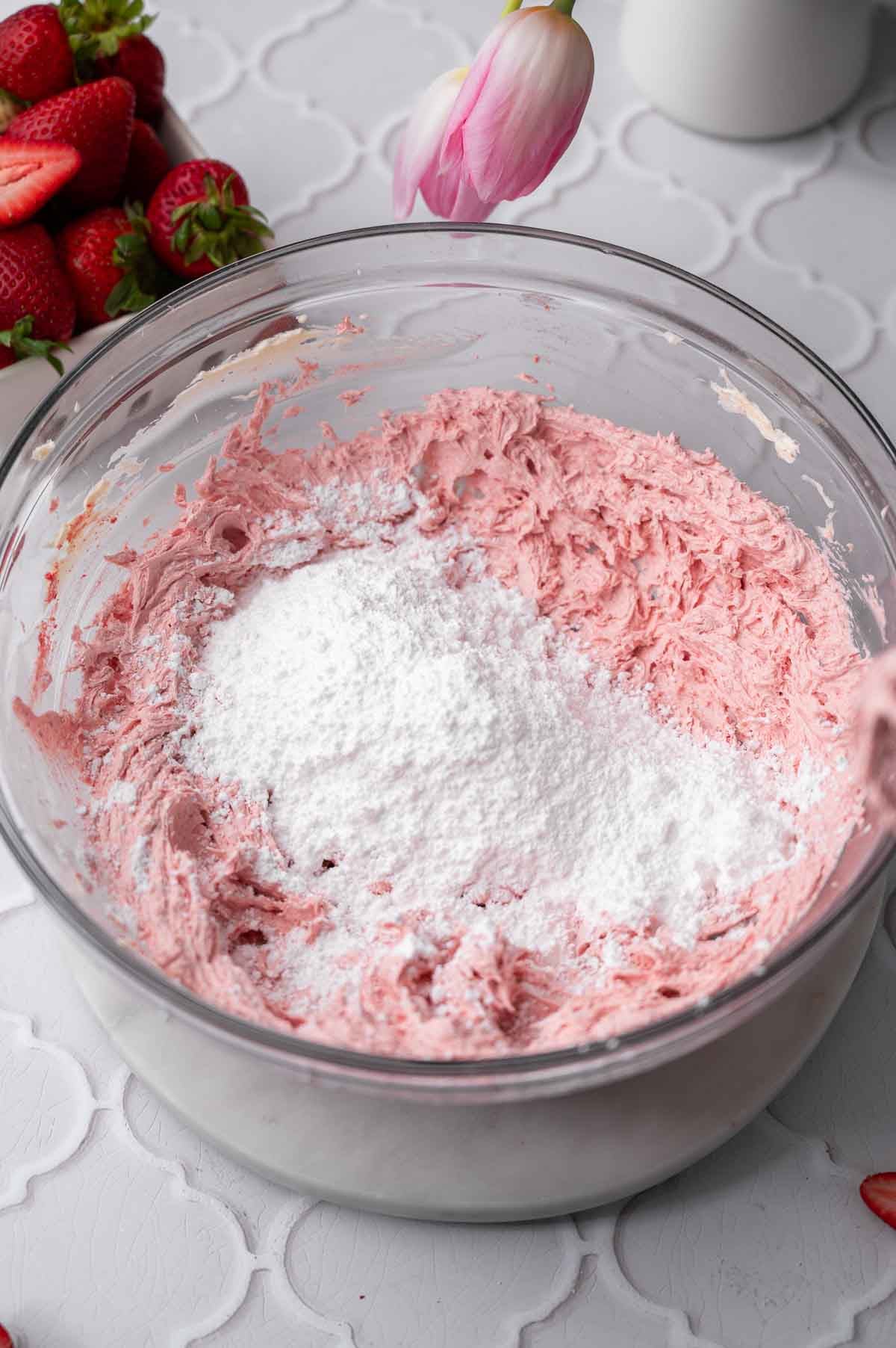 powdered sugar on the dairy-free buttercream mixture.