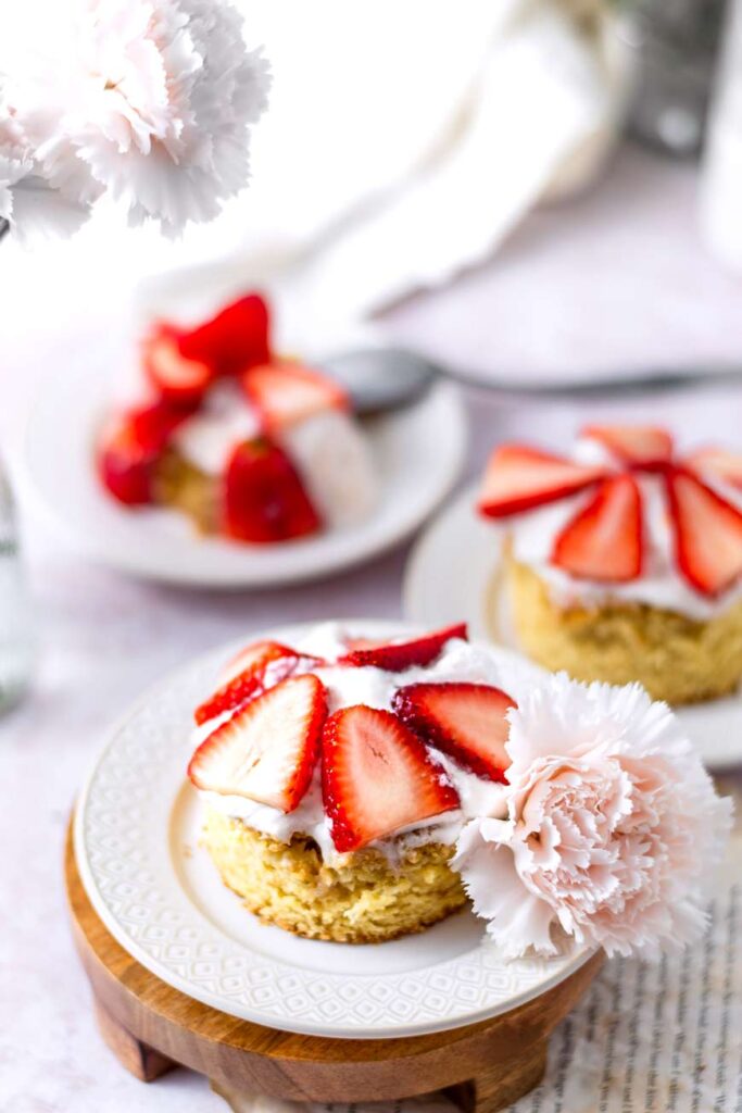 Vegan Brown Sugar Strawberry Shortcake on a plate