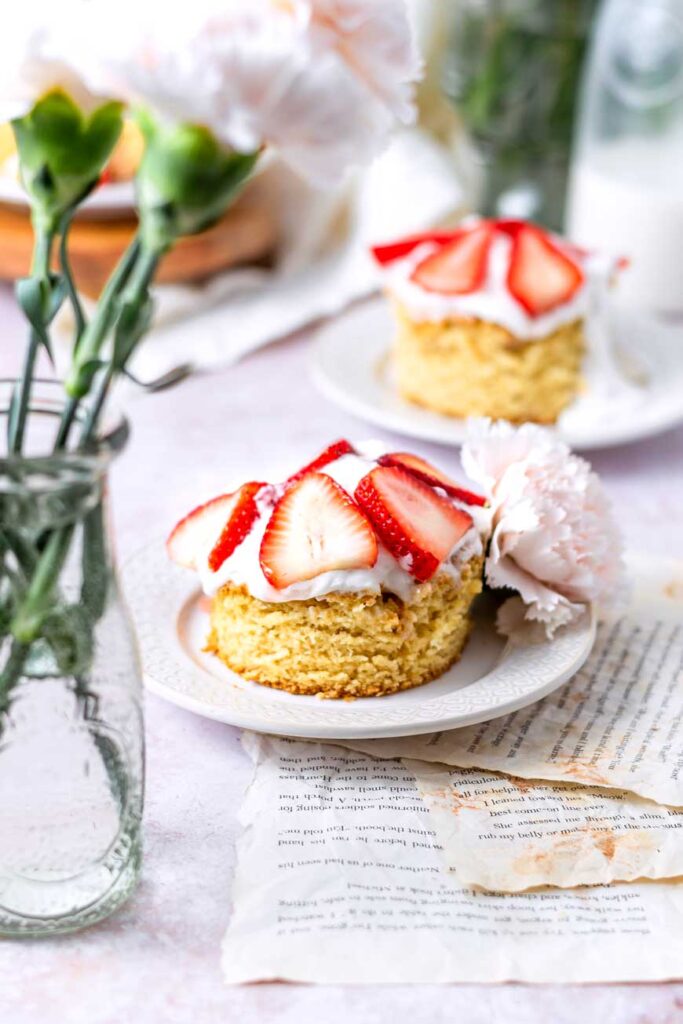 Vegan Brown Sugar Strawberry Shortcake on a plate