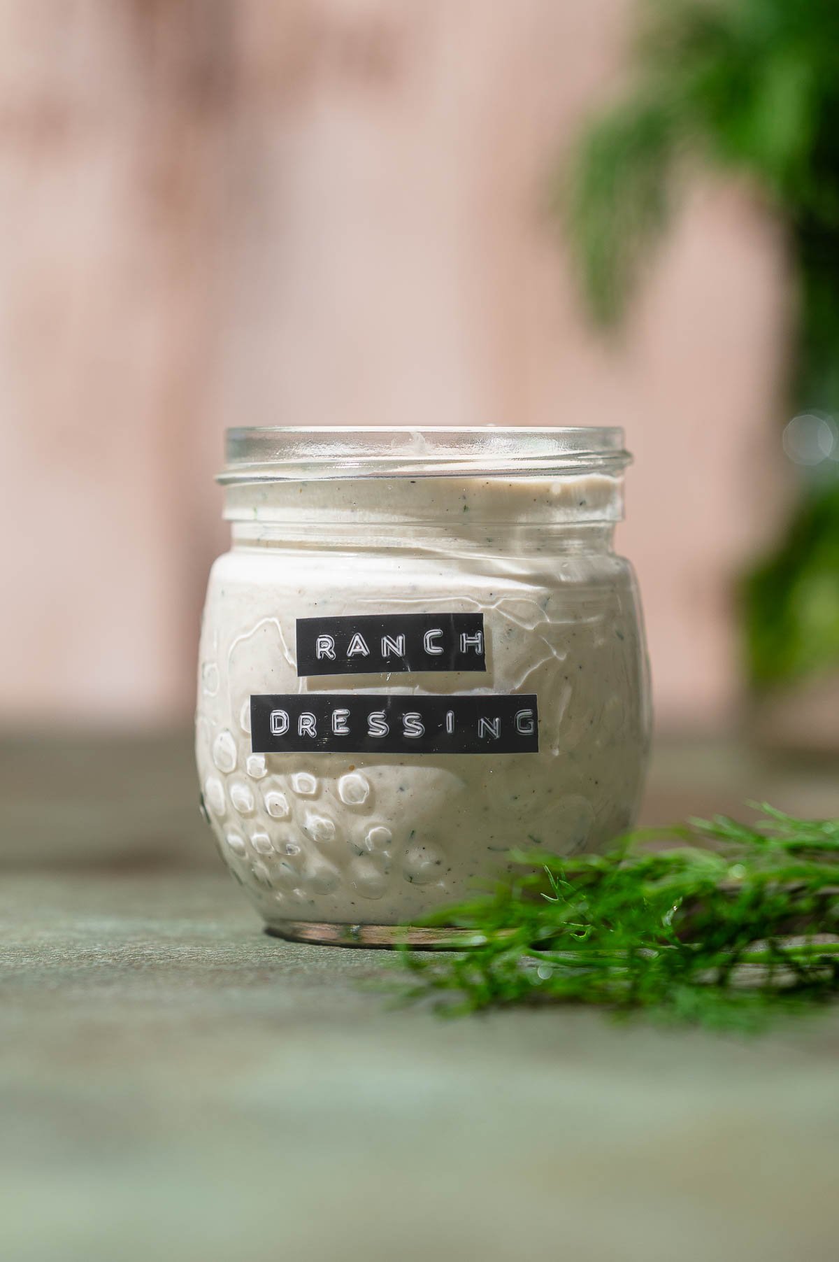 a jar of homemade vegan ranch dressing.