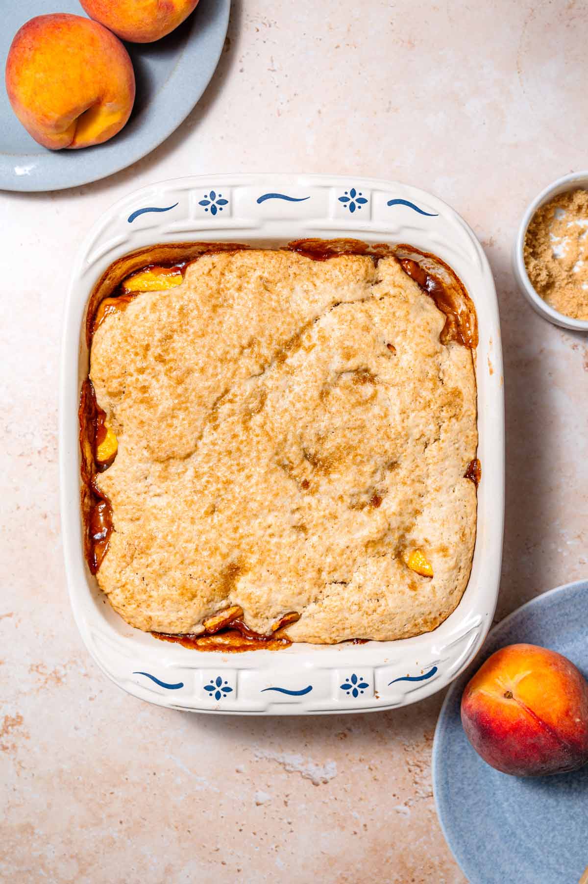 the baked vegan peach cobbler.