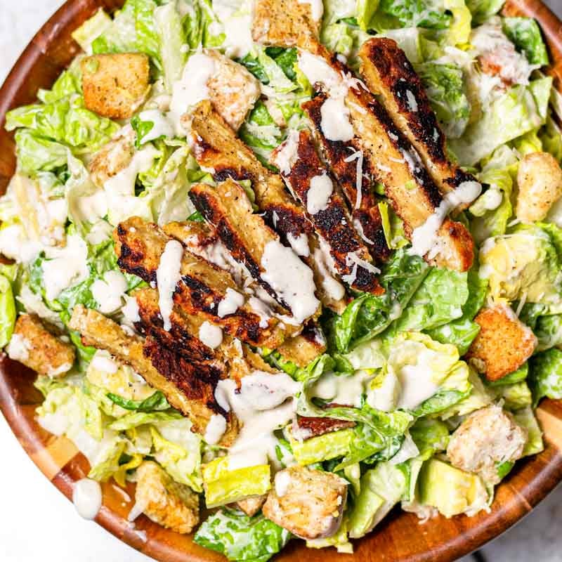 Vegan Caesar Salad with Blackened "Chicken" Thank You Berry Much