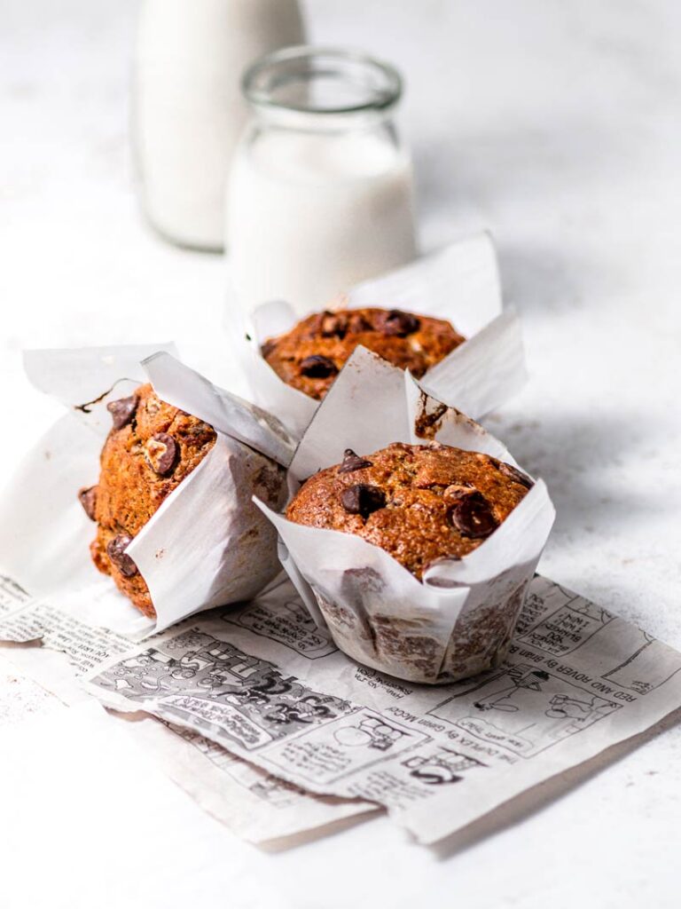 Vegan Jumbo Banana Chocolate Muffins