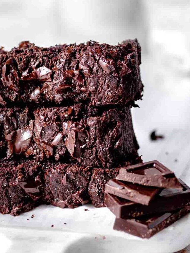 double chocolate zucchini bread with chopped dark chocolate.