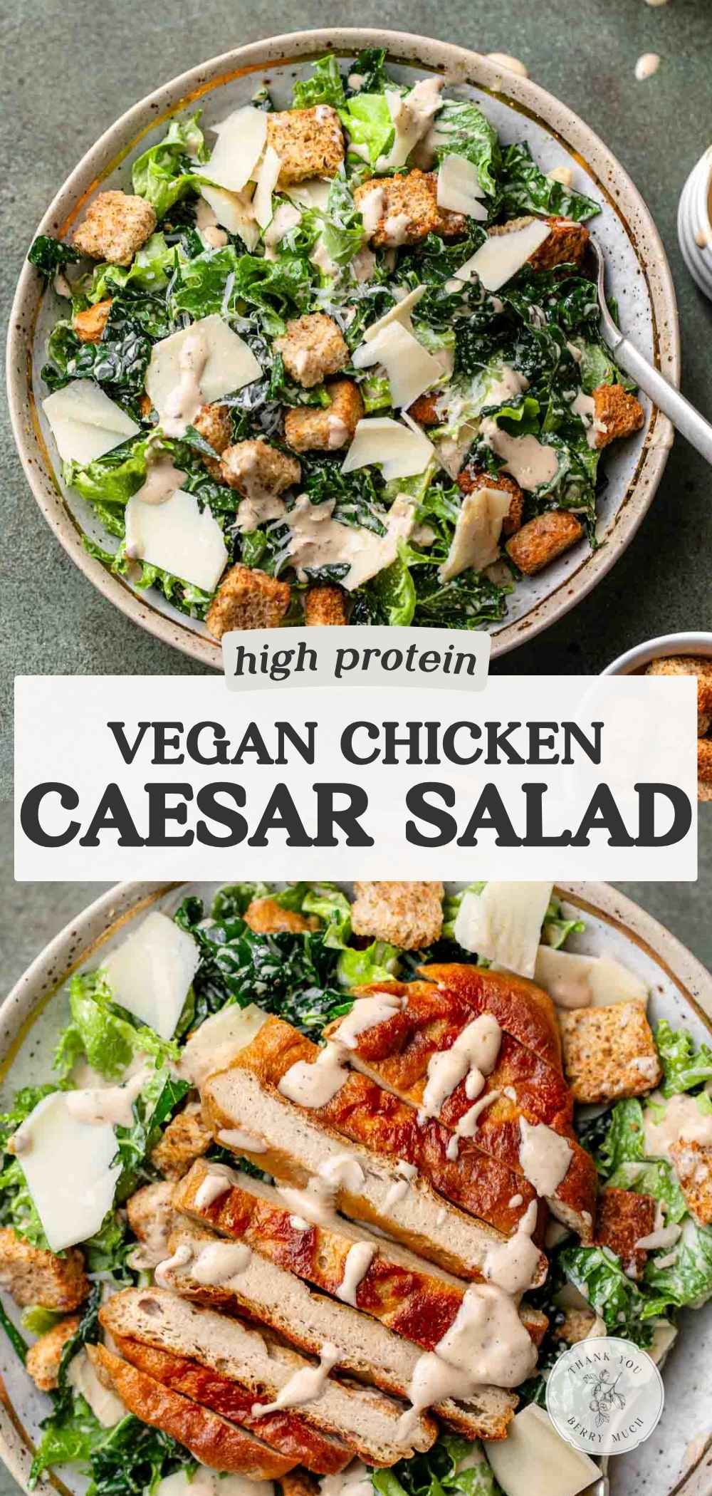 a pinterest pin for the vegan caesar salad recipe.