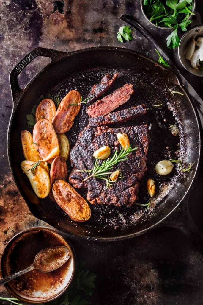 One-Skillet Steak and Spring Veg with Spicy Mustard Recipe