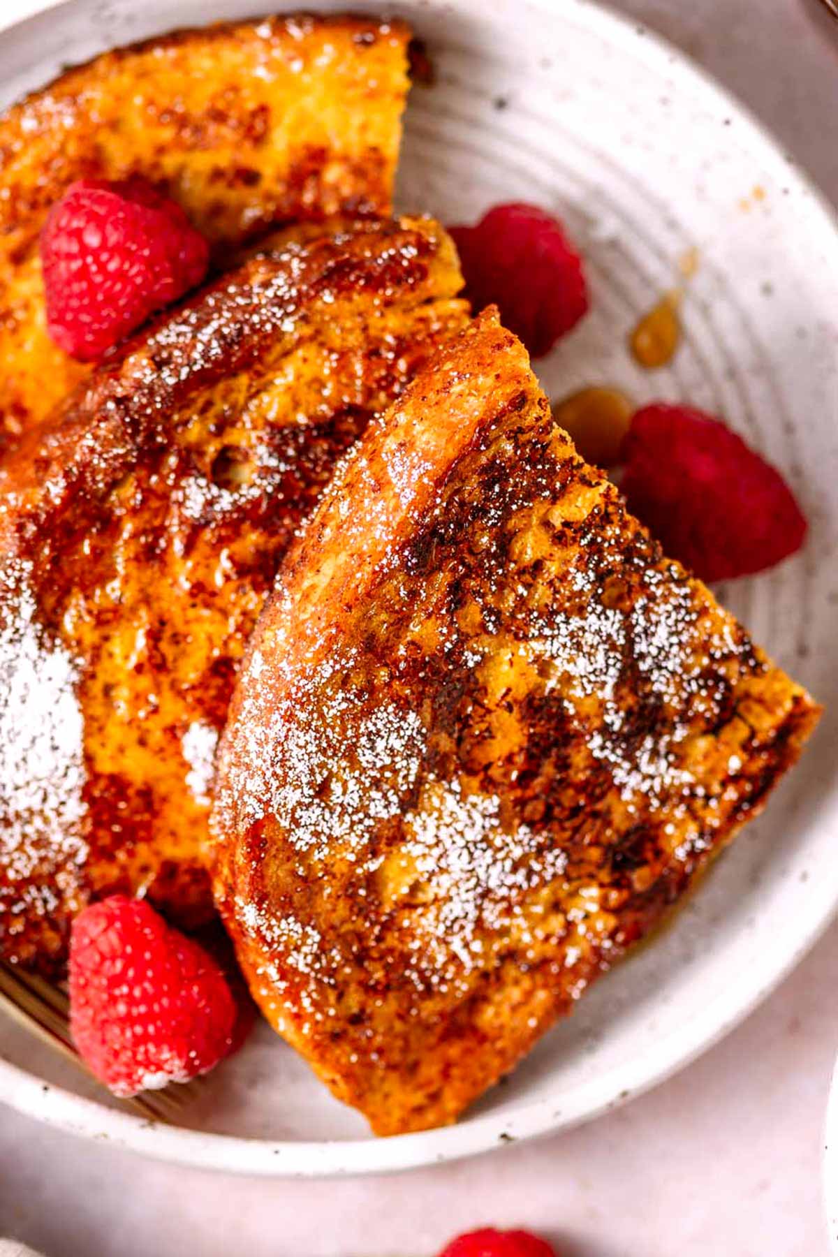 slices of vegan french toast made with JUST egg.