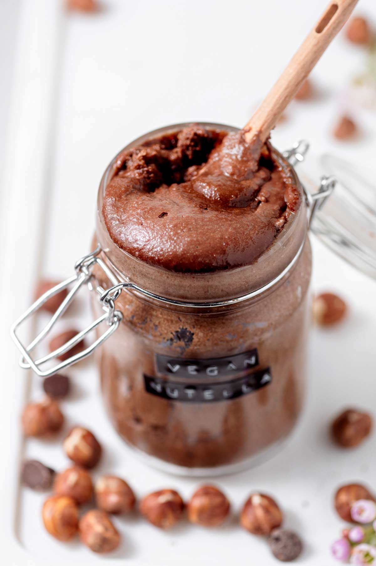 a jar of homemade vegan nutella.