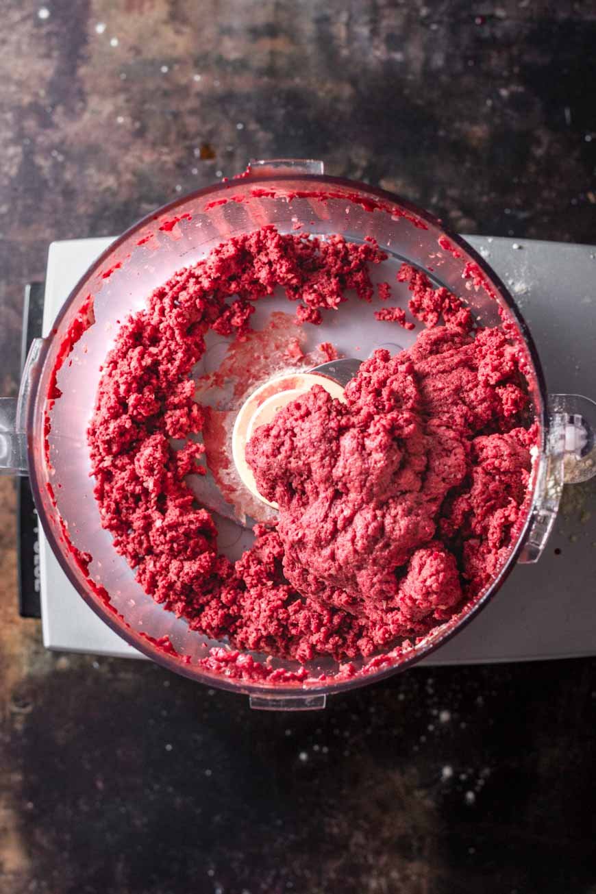 seitan dough for the vegan steak in a food processor.