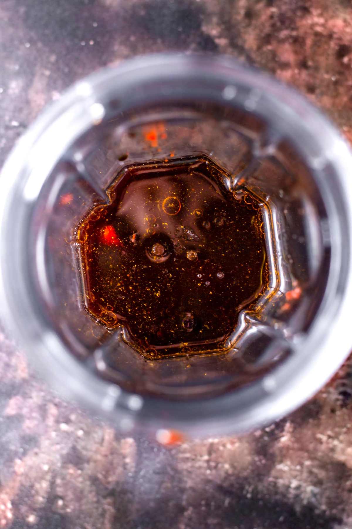 wet ingredients like beets, soy sauce and red wine in an individual blender jar.