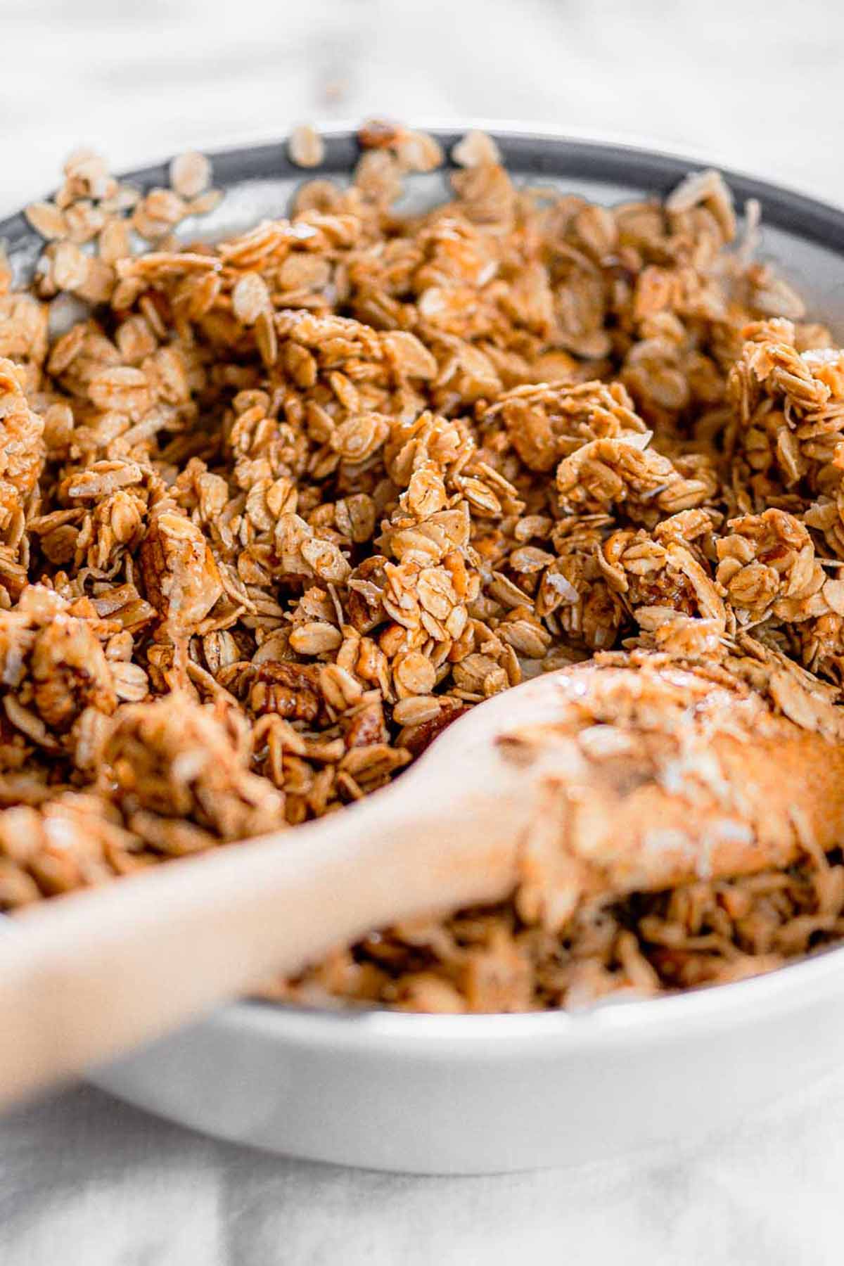 a bowl of granola mixed together.