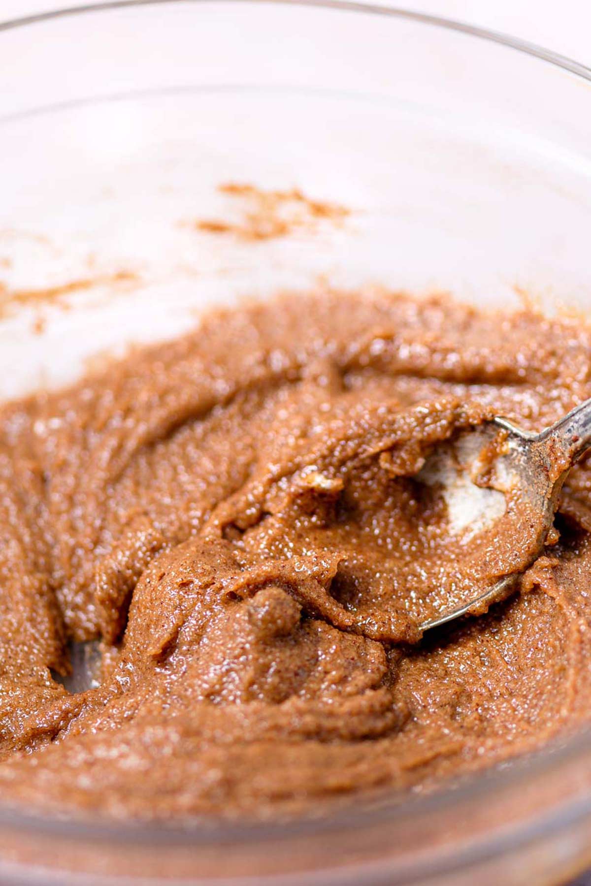 the biscoff cinnamon roll filling in a small bowl.