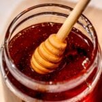 homemade vegan honey in a jar.