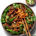 vegan sesame yaki udon noodles.