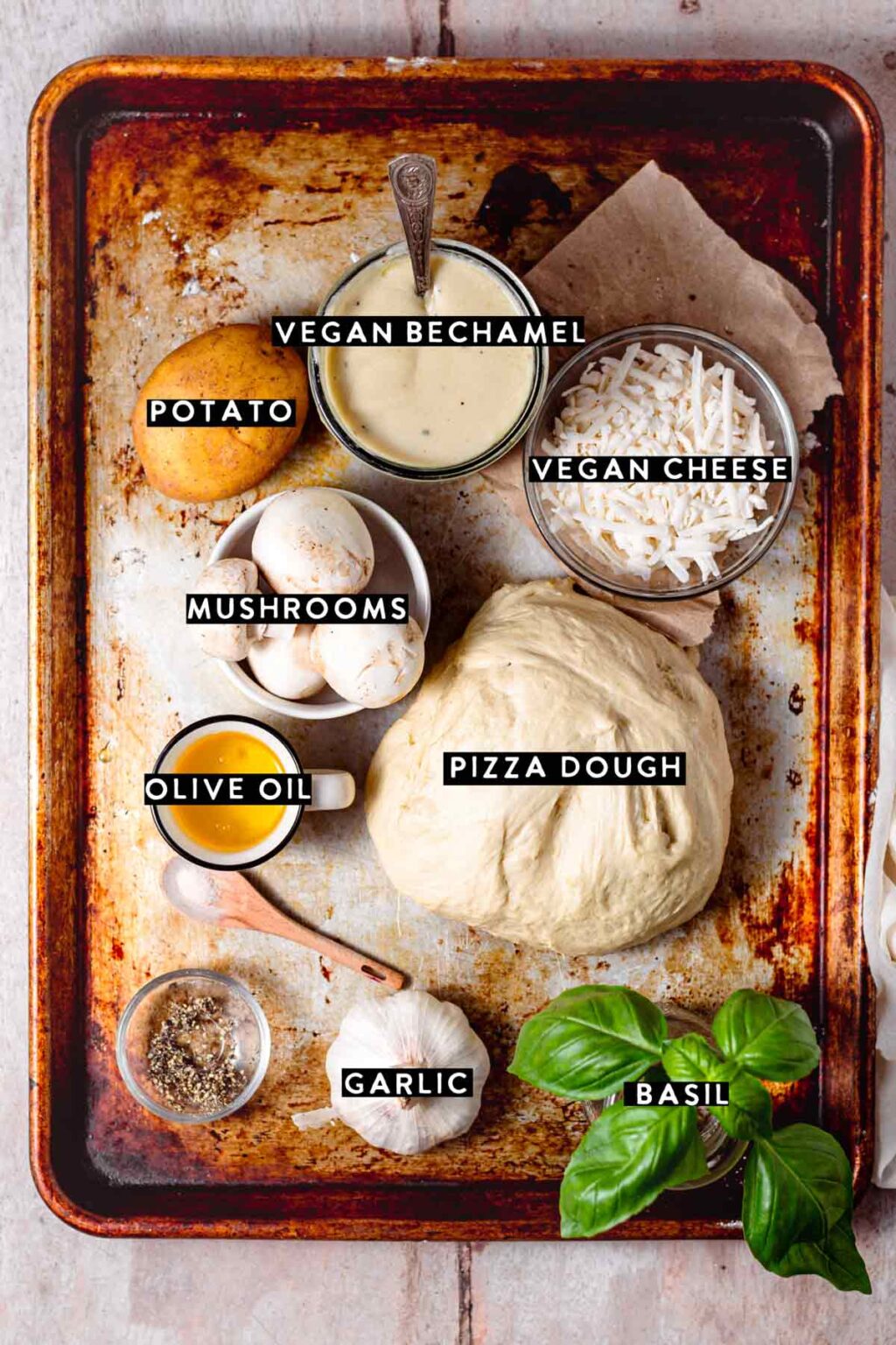 Easy Vegan White Pizza with Garlic and Potato