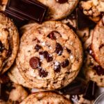 the best eggless chocolate chip cookies stacked on each other.