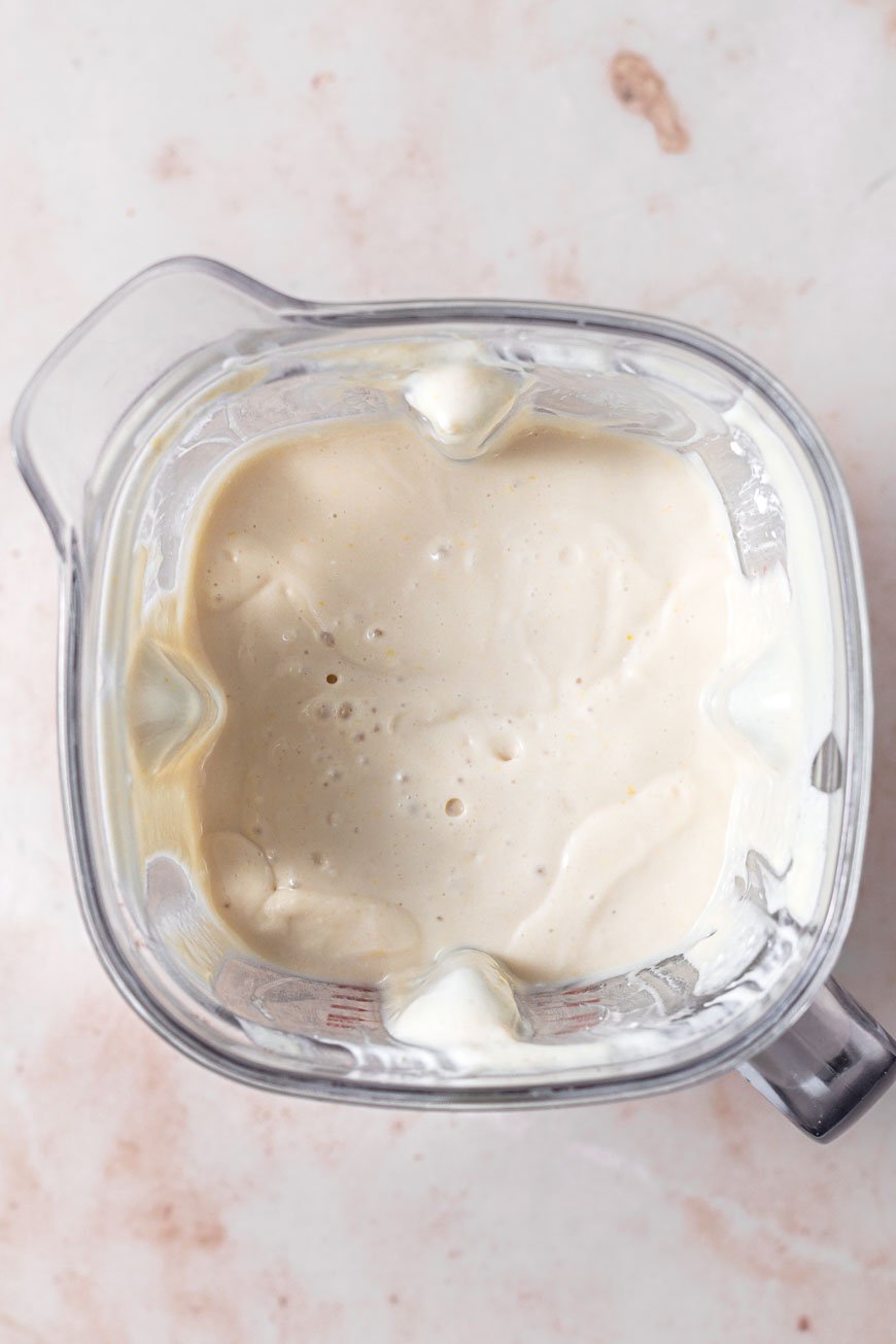 silken tofu blended in a blender.