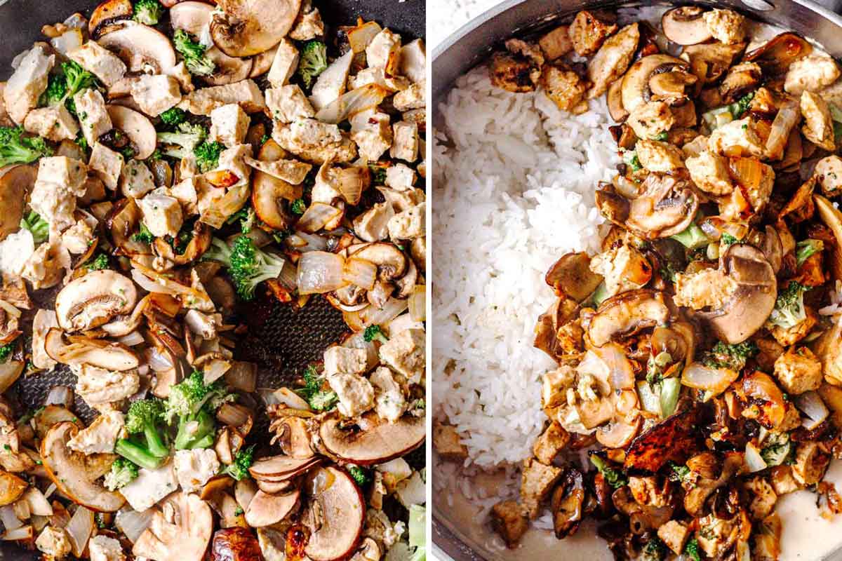 Creamy Vegan Chicken Broccoli Rice Casserole - Thank You Berry Much