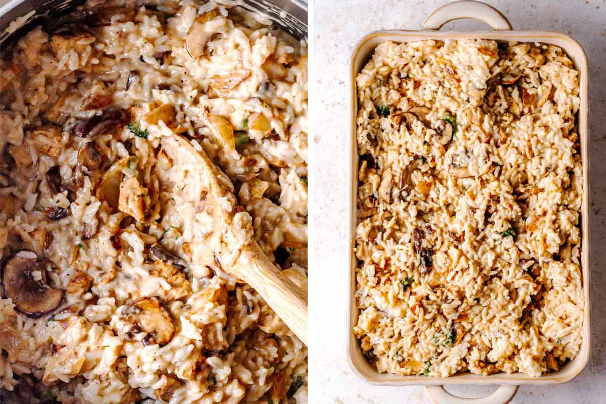 Creamy Vegan Chicken Broccoli Rice Casserole - Thank You Berry Much