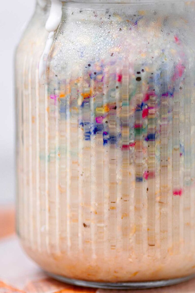 Birthday Cake Overnight Oats - Vegan & Gluten-Free Funfetti Oats!
