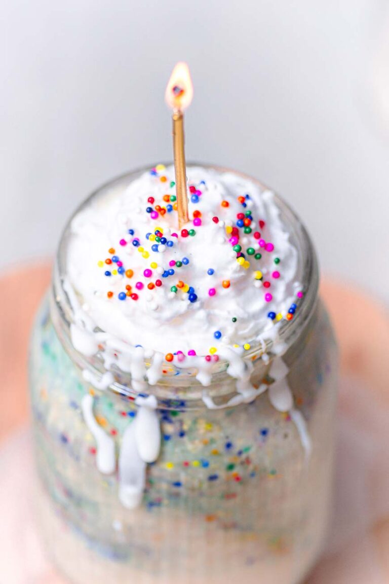 Birthday Cake Overnight Oats - Vegan & Gluten-Free Funfetti Oats!