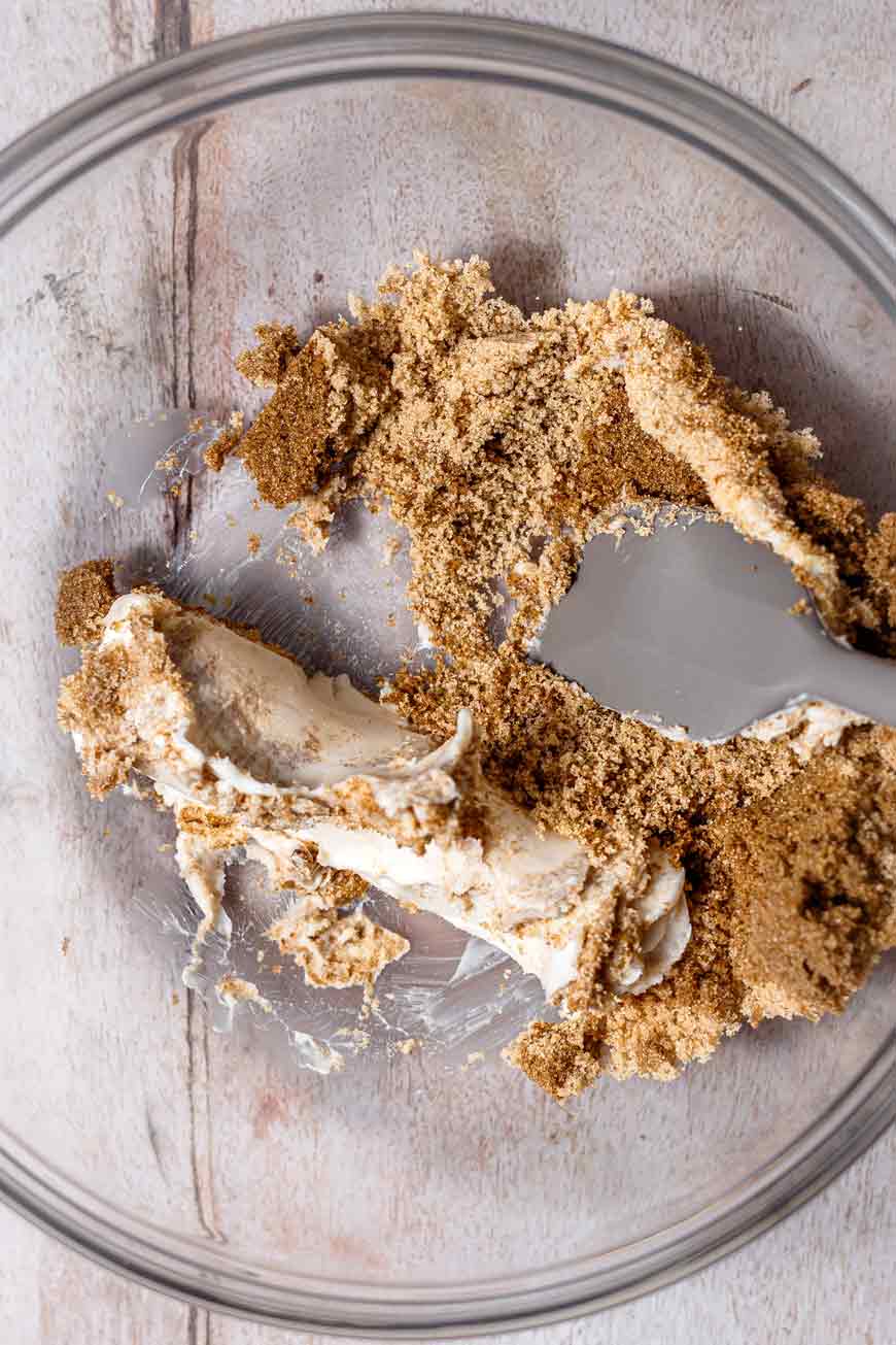 vegan butter and brown sugars in a bowl.