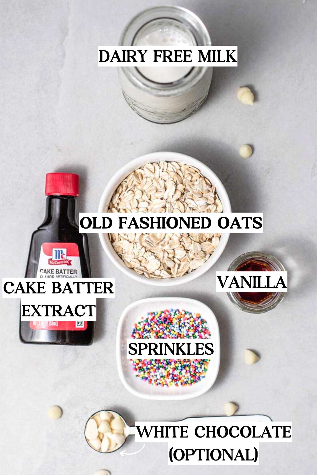 ingredients for the funfetti oats.