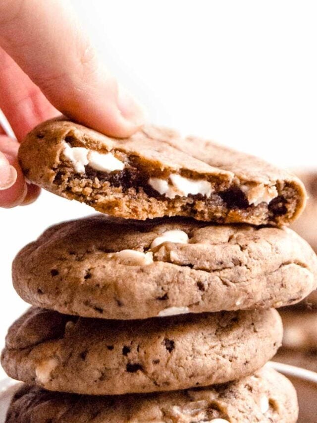 Fudgy Coffee Cookies with White Chocolate