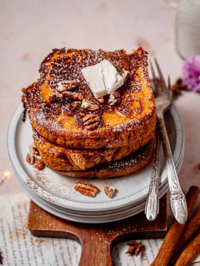 Vegan Pumpkin Spice Brioche French Toast thank you berry much