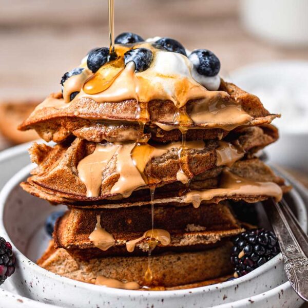 Fluffy Vegan Protein Waffles (No Banana)