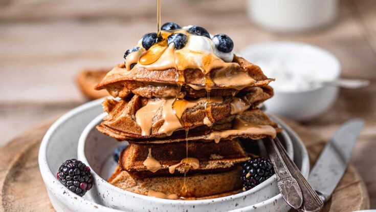 fluffy vegan protein waffles.