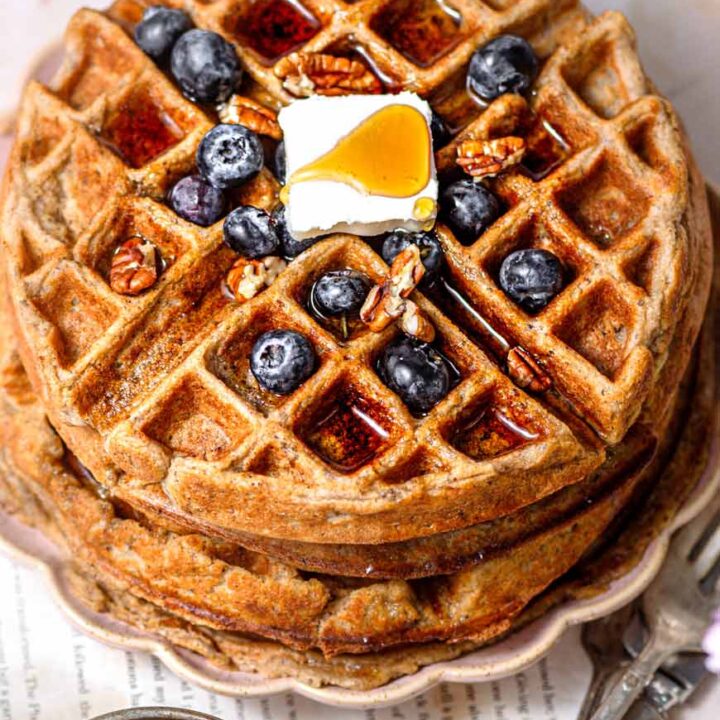 Fluffy Vegan Protein Waffles (No Banana)