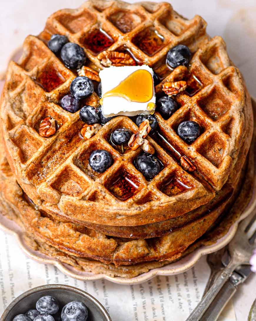 Fluffy Vegan Protein Waffles (No Banana)