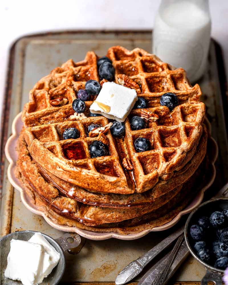 Fluffy Vegan Protein Waffles (No Banana)