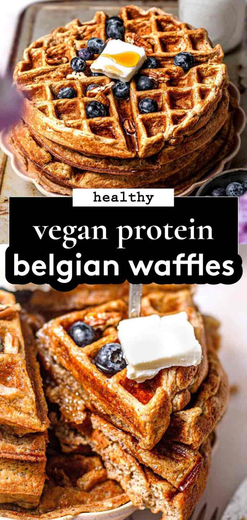 Fluffy Vegan Protein Waffles (No Banana)