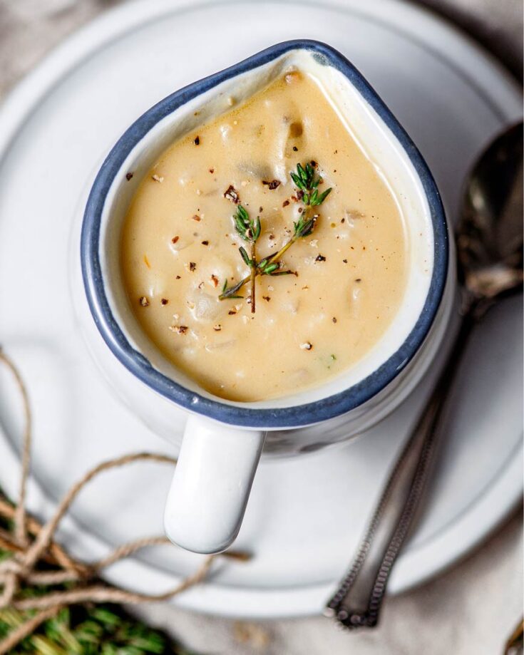 vegan miso mushroom onion gravy.