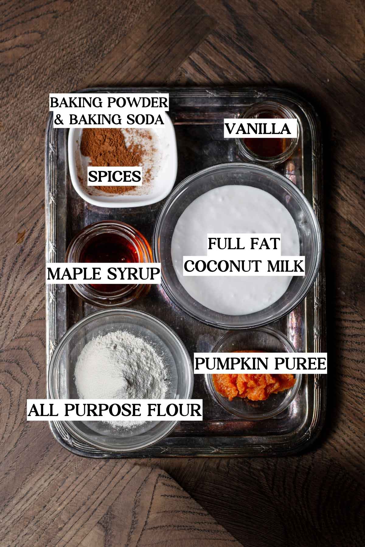 ingredients for vegan pumpkin pancakes.